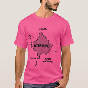 Hand-drawn black line map of Kosovo & neighbouring T-Shirt