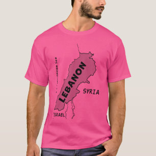 Hand-drawn black line map of Lebanon & neighbourin T-Shirt