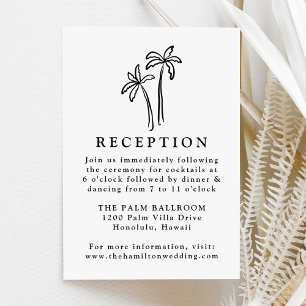 Hand-Drawn Black Palm Trees Wedding Reception Enclosure Card
