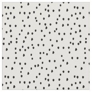 Hand drawn black polka dots fabric
