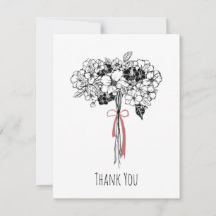 Hand drawn Black & White Floral Bouquet Thank You 