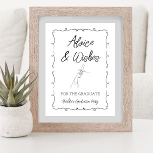 Hand Drawn Black&White Graduation Advice & Wishes Poster