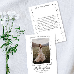 Hand Drawn Black & White Photo 2024 Graduation Announcement