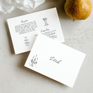 Hand Drawn Black & White Wedding Details Card