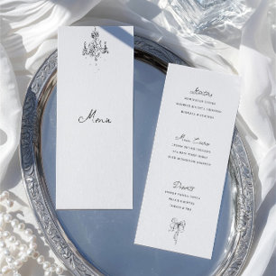 Hand Drawn Black & White Wedding Dinner Menu Card