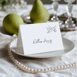Hand Drawn Black & White Wedding Place Card