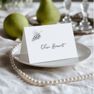 Hand Drawn Black & White Wedding Place Card