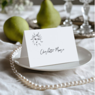 Hand Drawn Black & White Wedding Place Card
