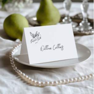 Hand Drawn Black & White Wedding Place Card