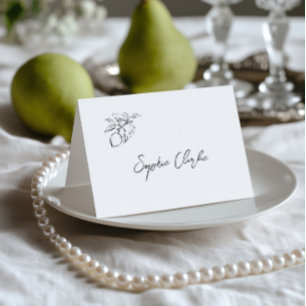 Hand Drawn Black & White Wedding Place Card