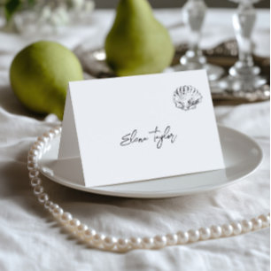 Hand Drawn Black & White Wedding Place Card