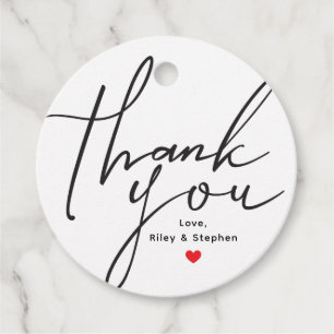 Hand Drawn Black White Wedding Thank you  Favour Tags