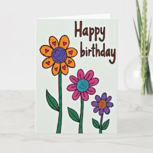 Hand Drawn Blossom Birthday Card