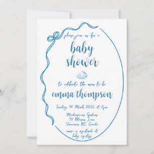 Hand Drawn Blue Baby Shower Invitation