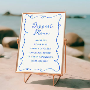 Hand Drawn Blue Frame Dessert Menu Poster