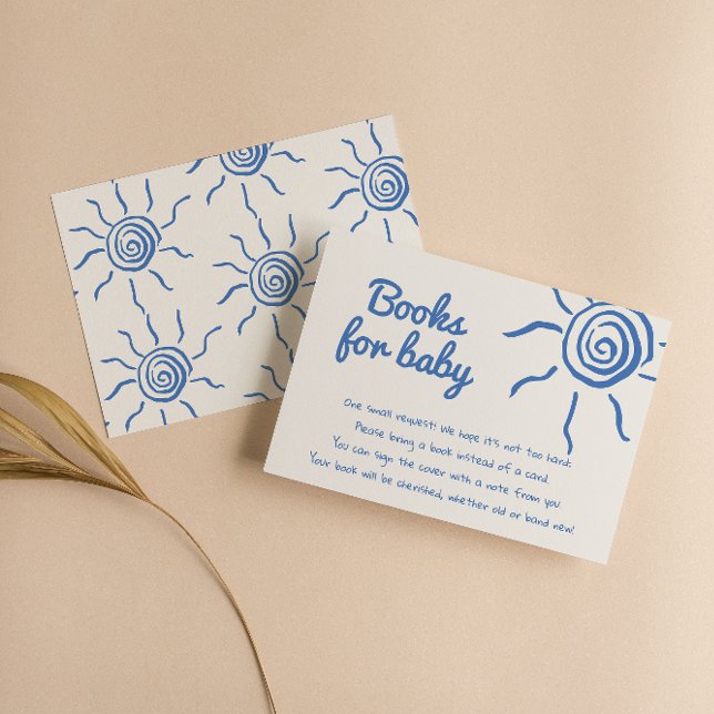 Hand Drawn Blue Here Comes The Son Book Request Enclosure Card (Creator Uploaded)