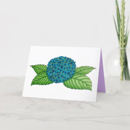Hand-drawn blue hydrangea flower Mother's Day card