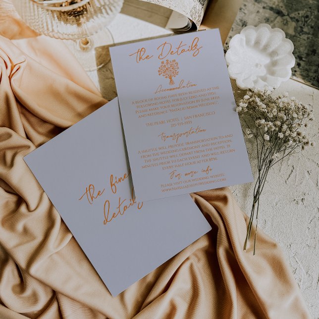 Hand Drawn Blue Orange Floral Wedding Details Enclosure Card (Creator Uploaded)
