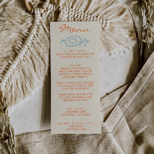 Hand Drawn Blue Orange Whimsical Wedding Menu