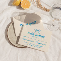 Hand Drawn Blue Retro Bow Modern Wedding