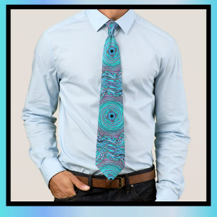 Hand Drawn Blue Swirl Pattern Tie