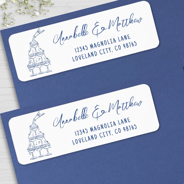 Hand Drawn Blue Wedding Return Address (Hand Drawn Blue Wedding Return Address label )