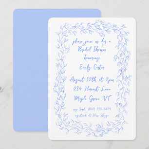 Hand Drawn Blue Whimsical Botanical Frame  Invitation