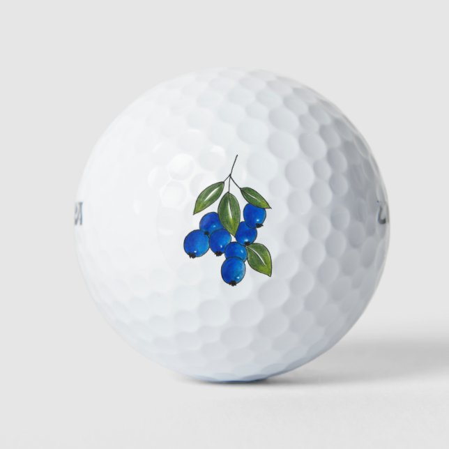 Hand Drawn Blueberries Golf Balls (Front)