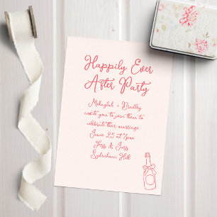 Hand Drawn Blush & Red Happily Ever After Party Invitation