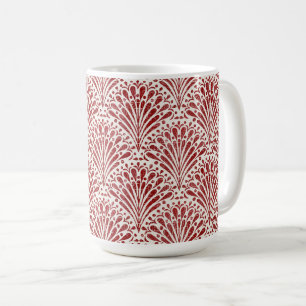 Hand Drawn Bohemian Scallops, Red on Cream Coffee Mug