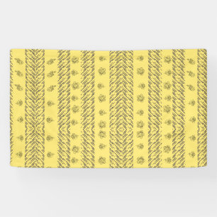 Hand-Drawn Boho Floral Geometric Lines in Mustard Banner