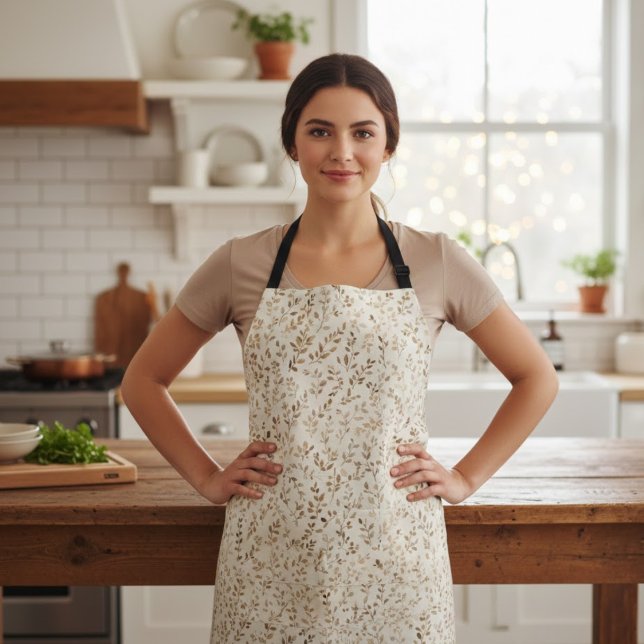 Hand Drawn Boho Leaf Pattern Apron (Creator Uploaded)