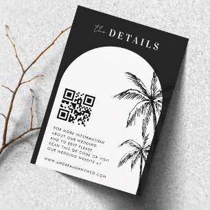 Hand Drawn Boho Palm Trees QR Code Details Wedding Enclosure Card
