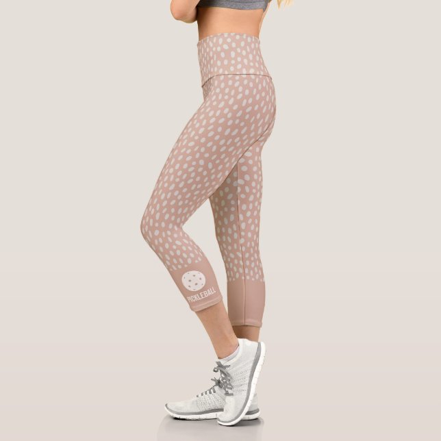 Hand Drawn Boho Polka Dots Custom Pickleball Capri Leggings (Left)