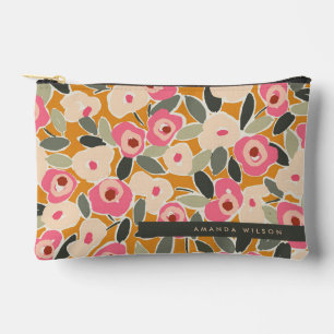 Hand-Drawn Bold Inky Floral Pattern- Sunlit Meadow Accessory Pouch