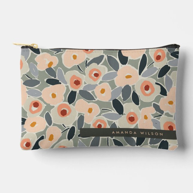 Hand-Drawn Bold Inky Floral Pattern- Sunlit Meadow Accessory Pouch (Front)