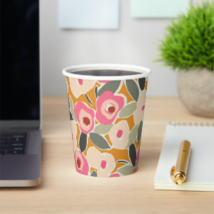 Hand-Drawn Bold Inky Floral Pattern- Sunlit Meadow Paper Cups