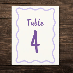 Hand Drawn Bold Purple Bridal Shower Table Number