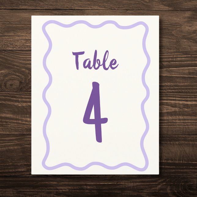 Hand Drawn Bold Purple Bridal Shower Table Number (Creator Uploaded)