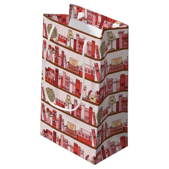 Hand Drawn Book Lover Pattern Gift Bag (Back Angled)