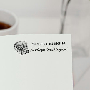 Hand-drawn Books Custom This Book Belongs To Name Self-inking Stamp