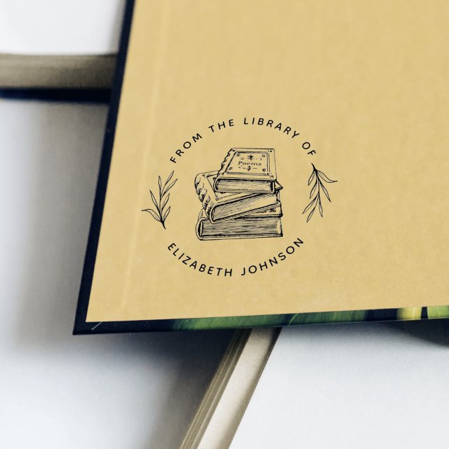Hand-drawn Books Leaves Custom From The Library Of Self-inking Stamp (Creator Uploaded)
