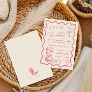 Hand drawn Boots Bubbly Rustic Bridal Shower Invitation