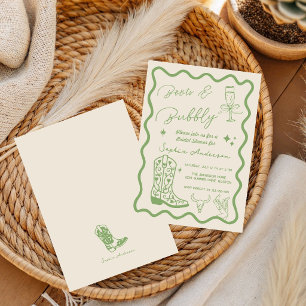 Hand drawn Boots Bubbly Rustic Bridal Shower Invitation