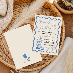 Hand drawn Boots Bubbly Rustic Bridal Shower Invitation
