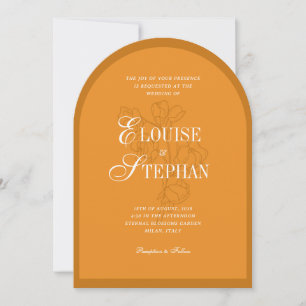 Hand Drawn Botanical Burnt Orange Arch Wedding Invitation
