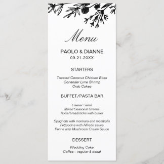 Hand Drawn Botanical Leaves Menu Card