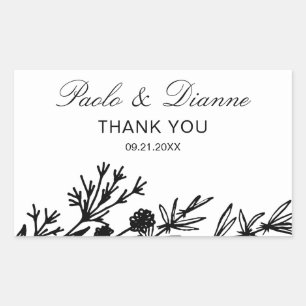 Hand Drawn Botanical Leaves Rectangular Sticker