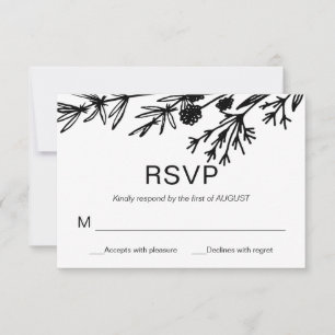 Hand Drawn Botanical Leaves RSVP Card