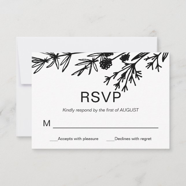 Hand Drawn Botanical Leaves RSVP Card (Front)